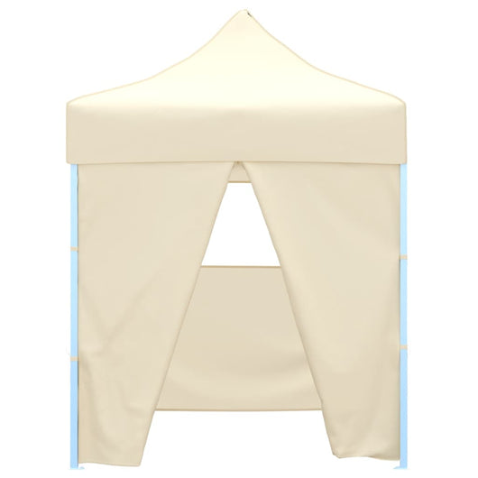 Gazebo Professionale Pieghevole con 4 Pareti 2x2m Acciaio Crema cod mxl 66186