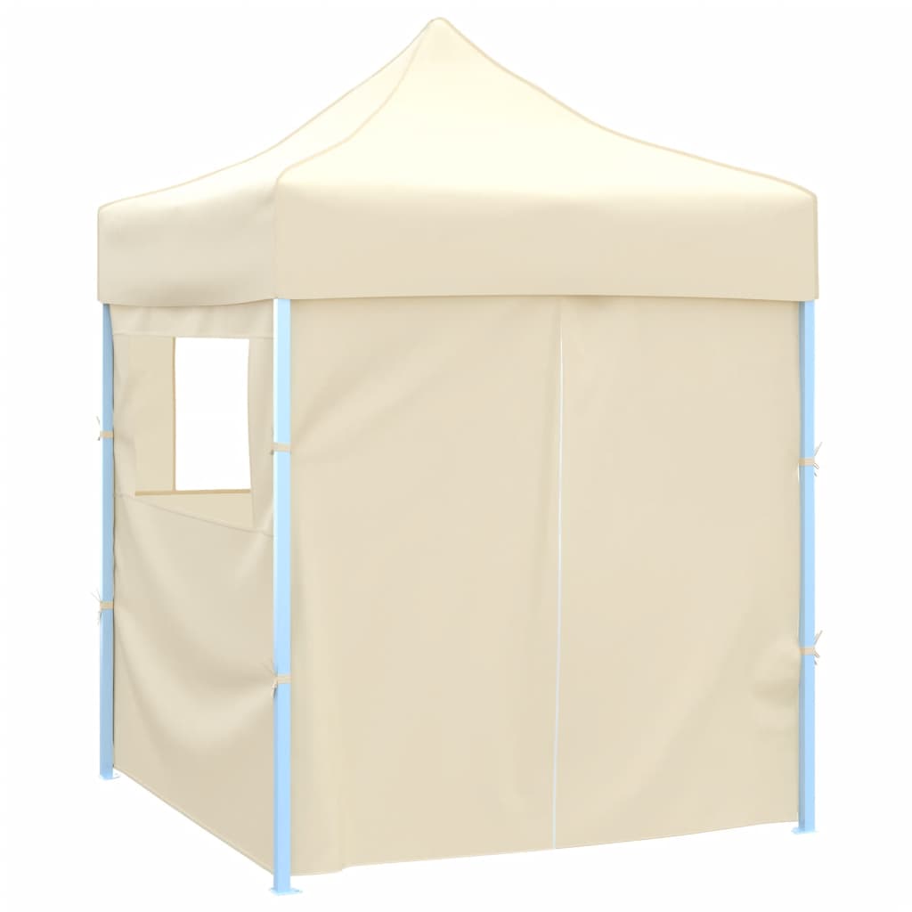 Gazebo Professionale Pieghevole con 4 Pareti 2x2m Acciaio Crema cod mxl 66186