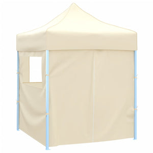 Gazebo Professionale Pieghevole con 4 Pareti 2x2m Acciaio Crema cod mxl 66186