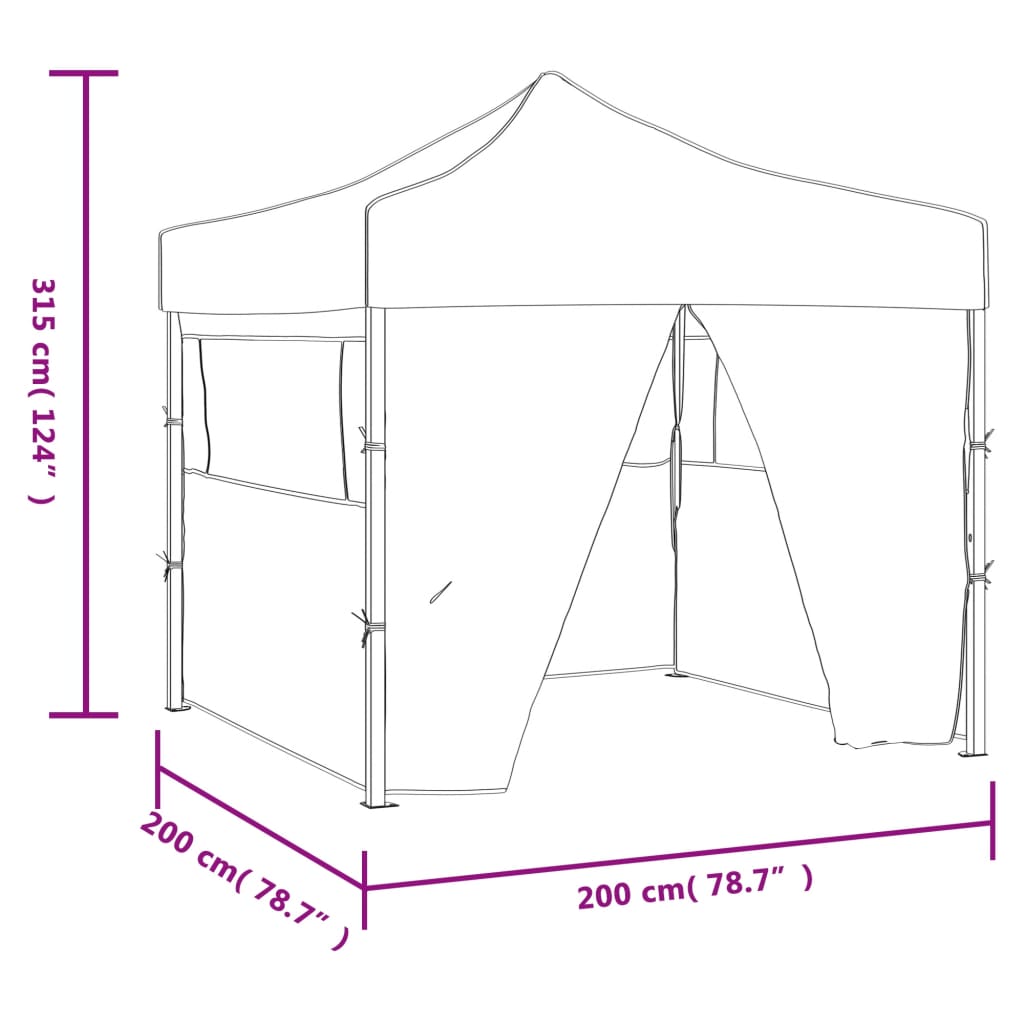 Gazebo Professionale Pieghevole con 4 Pareti 2x2m Acciaio Crema cod mxl 66186