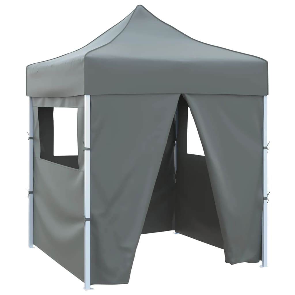 Gazebo Professionale Pieghevole 4 Pareti 2x2m Acciaio Antracite 48885