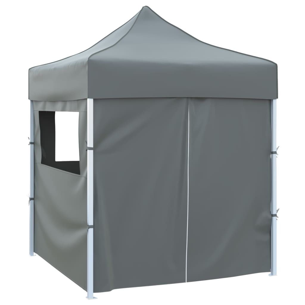 Gazebo Professionale Pieghevole 4 Pareti 2x2m Acciaio Antracite 48885