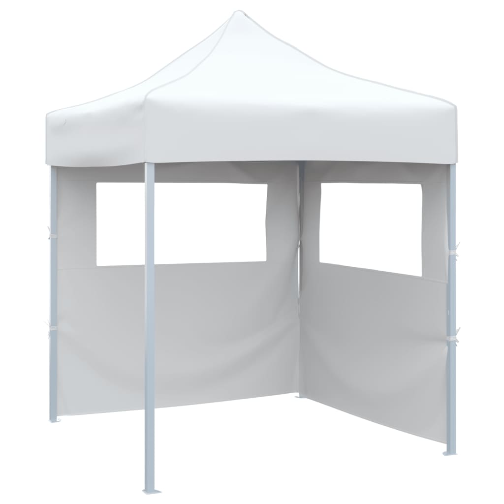 Gazebo Pieghevole Professionale 2 Pareti 2x2m Acciaio Bianco cod 9582