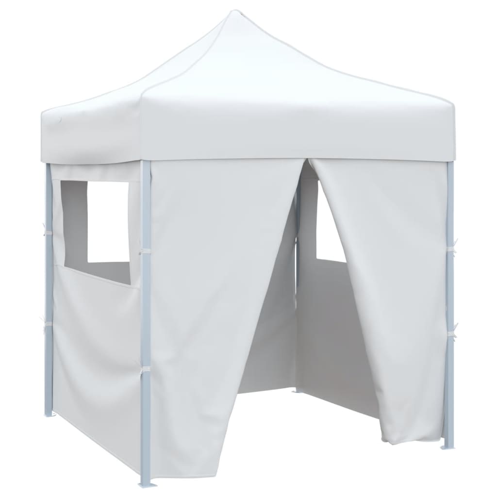 Gazebo Pieghevole Professionale 4 Pareti 2x2m Acciaio Bianco 48888