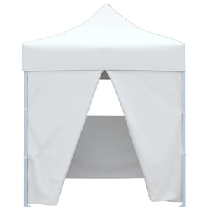 Gazebo Pieghevole Professionale 4 Pareti 2x2m Acciaio Bianco 48888