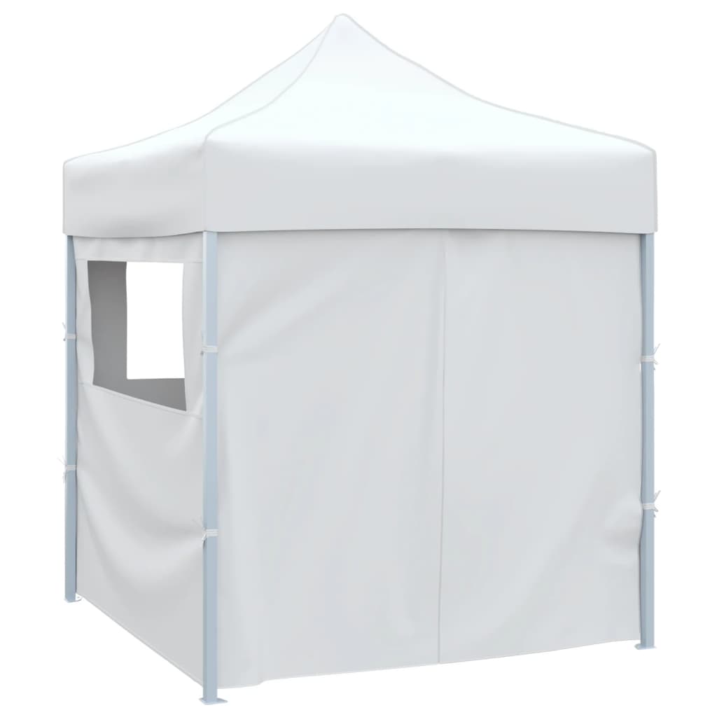 Gazebo Pieghevole Professionale 4 Pareti 2x2m Acciaio Bianco 48888