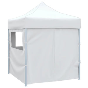 Gazebo Pieghevole Professionale 4 Pareti 2x2m Acciaio Bianco 48888