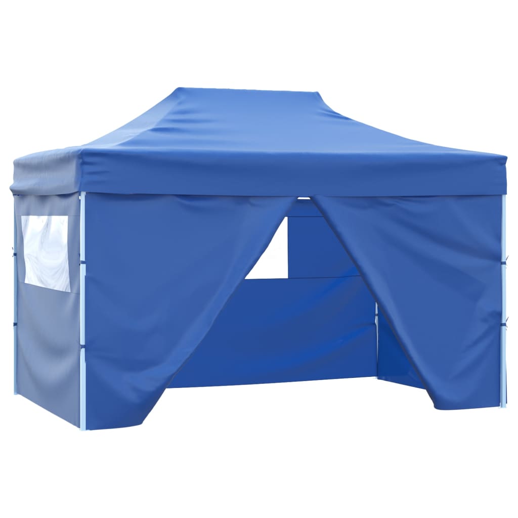 Gazebo Professionale Pieghevole con 4 Pareti 3x4m Acciaio Blu cod mxl 66288