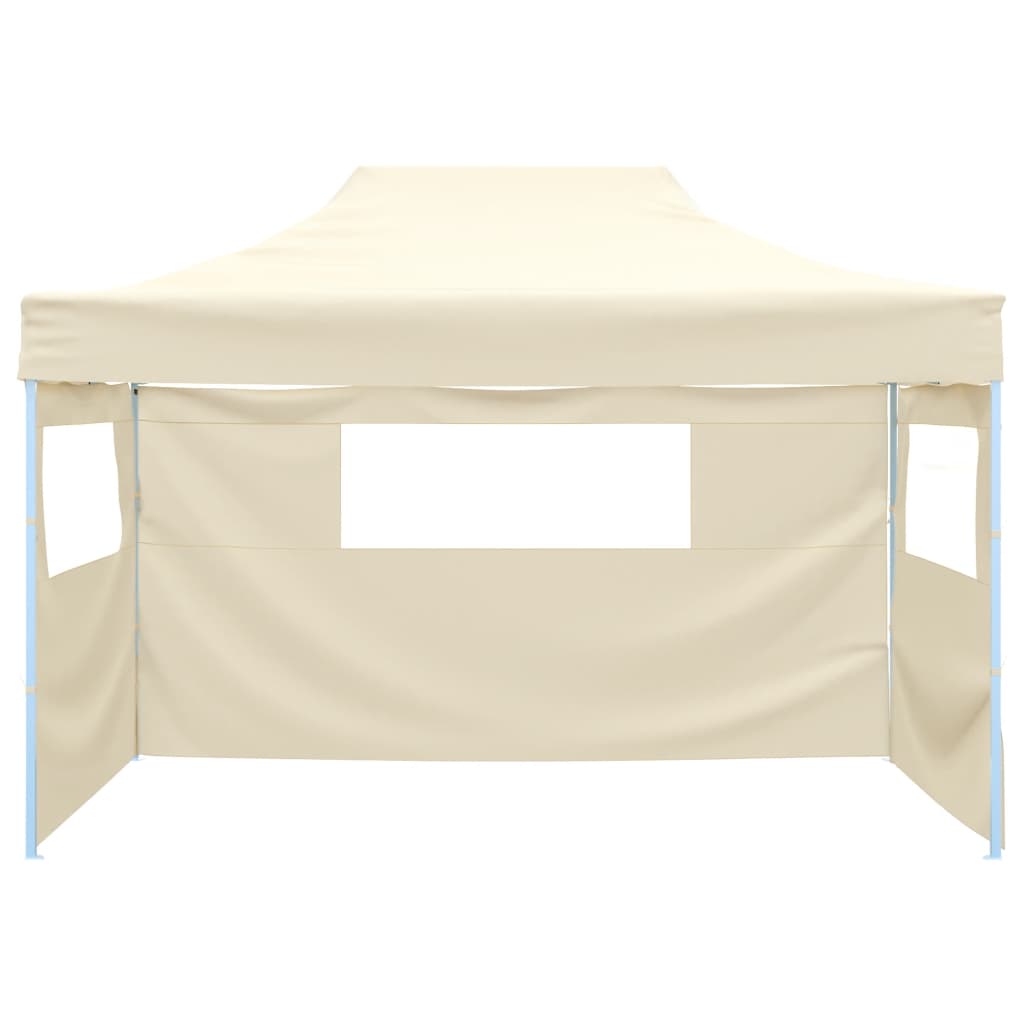 Gazebo Professionale Pieghevole con 3 Pareti 3x4m Acciaio Crema 48893