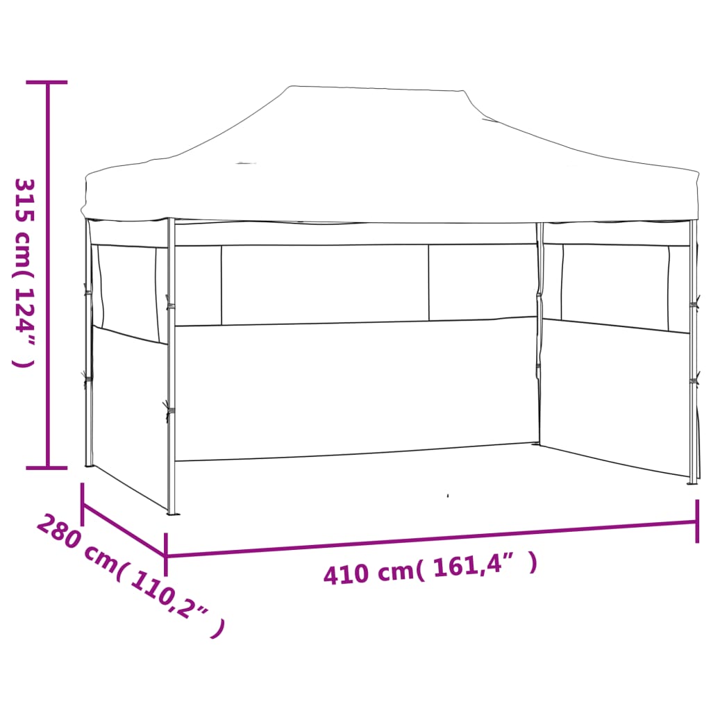 Gazebo Professionale Pieghevole con 3 Pareti 3x4m Acciaio Crema 48893