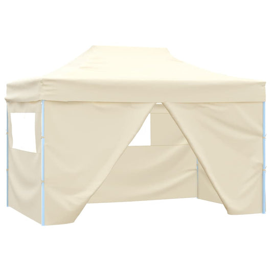 Gazebo Professionale Pieghevole con 4 Pareti 3x4m Acciaio Crema cod mxl 48963