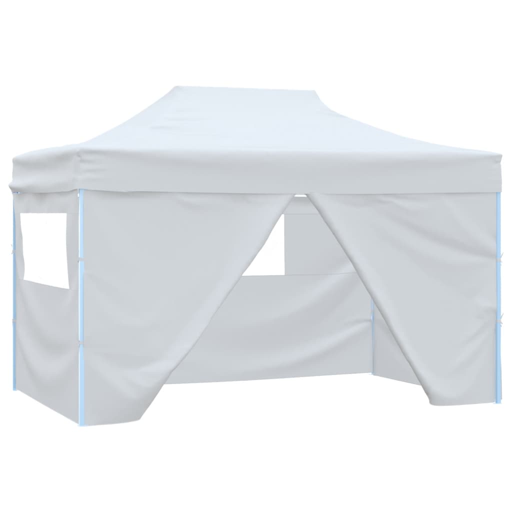 Gazebo Professionale Pieghevole 4 Pareti 3x4m Acciaio Bianco 48900