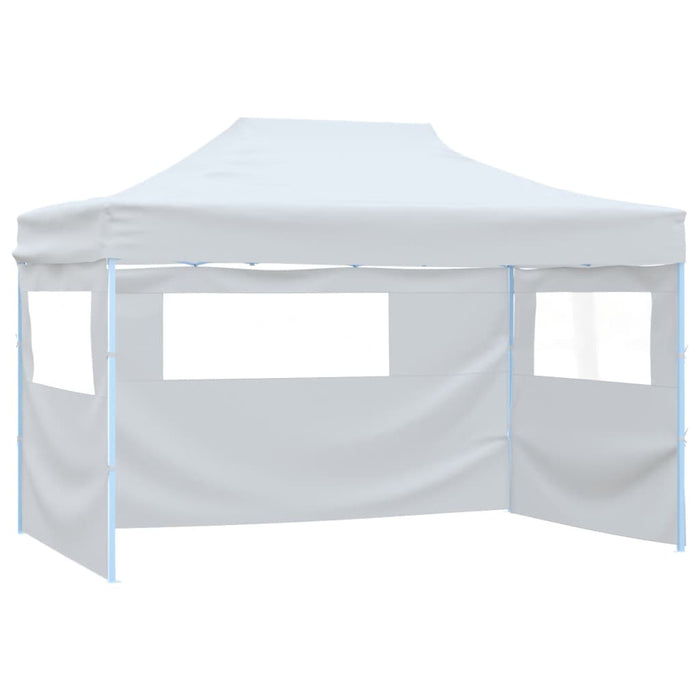 Gazebo Professionale Pieghevole 4 Pareti 3x4m Acciaio Bianco 48900