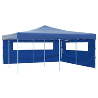 Gazebo Pieghevole con 2 Pareti 5x5 m Blu cod mxl 65973