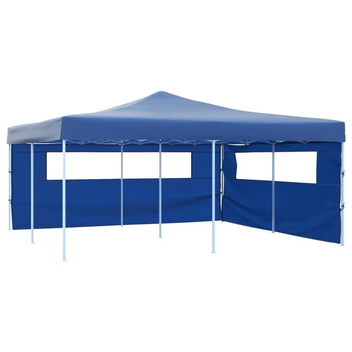 Gazebo Pieghevole con 2 Pareti 5x5 m Blu 48902