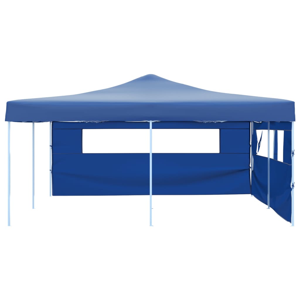 Gazebo Pieghevole con 2 Pareti 5x5 m Blu cod mxl 65973