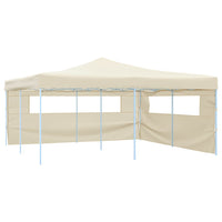 Gazebo Pieghevole con 2 Pareti 5x5 m Crema