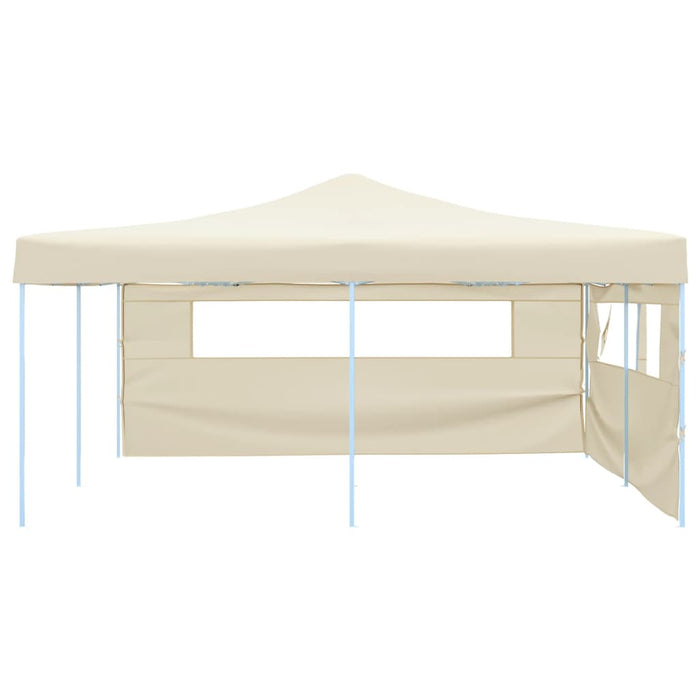 Gazebo Pieghevole con 2 Pareti 5x5 m Crema