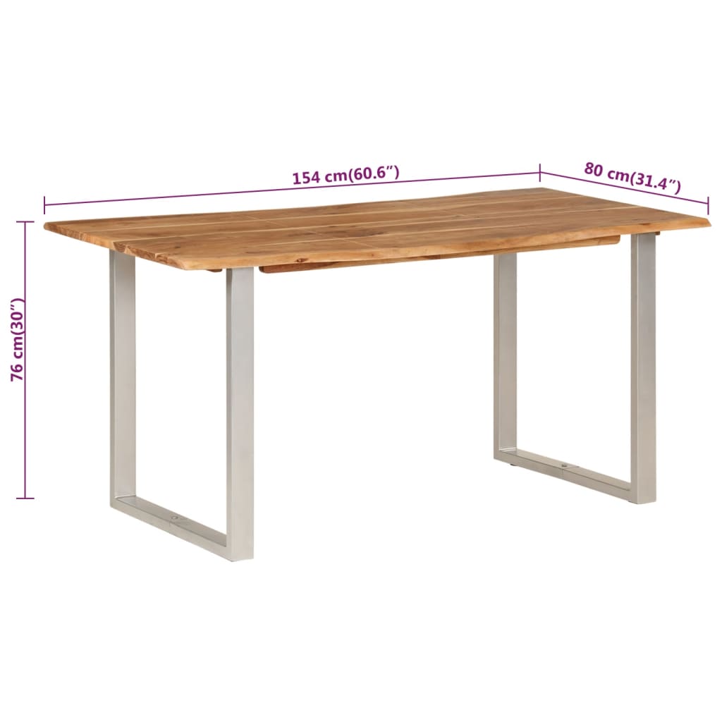 Tavolo da Pranzo 160x80x76 cm in Legno Massello di Acacia cod mxl 22575