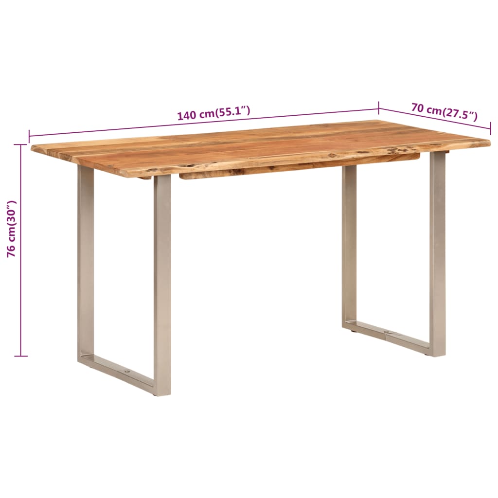 Tavolo da Pranzo 140x70x76 cm in Legno Massello di Acacia cod mxl 29868