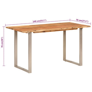 Tavolo da Pranzo 140x70x76 cm in Legno Massello di Acacia cod mxl 29868