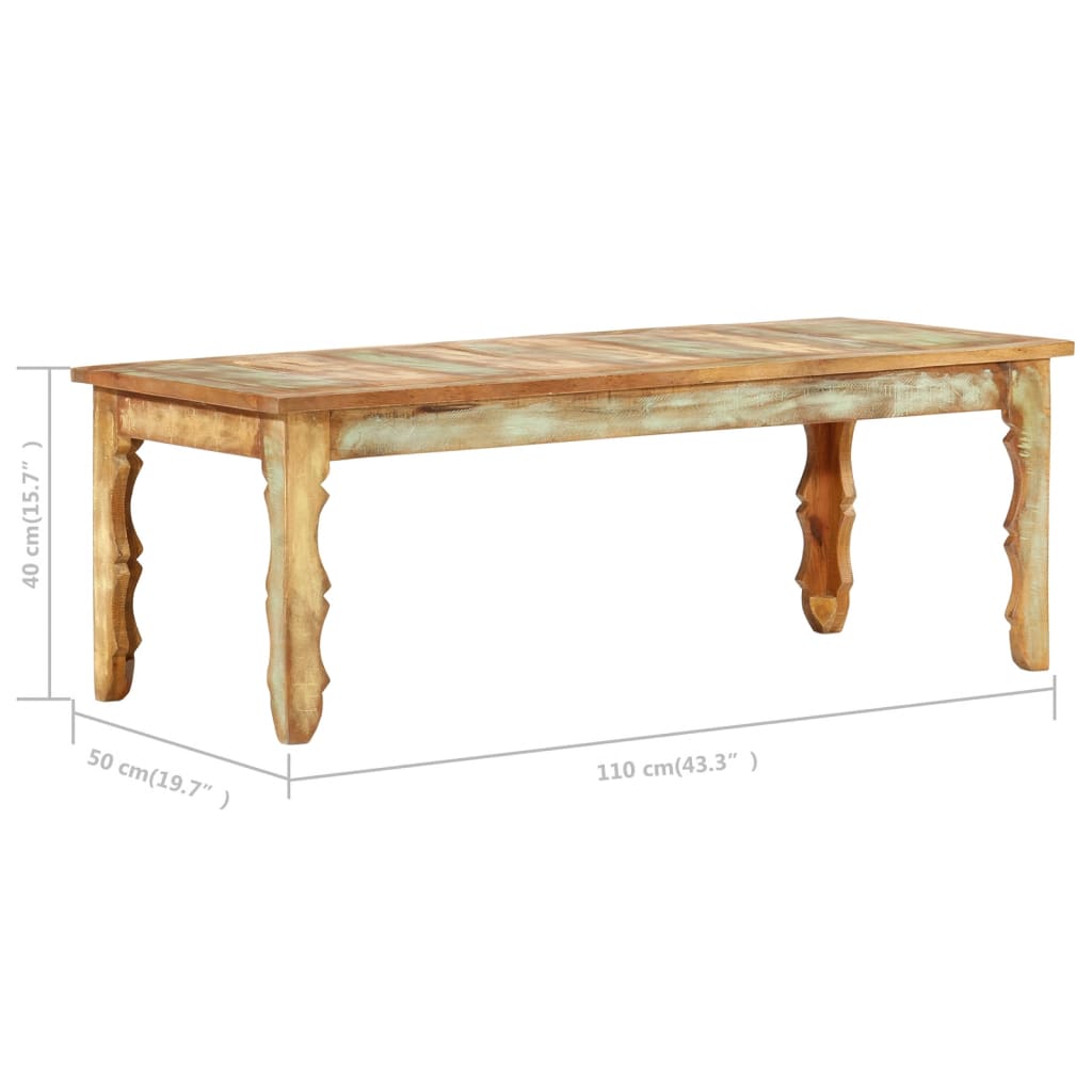 Tavolino da Caffè 110x50x40 cm in Legno Massello di Recupero cod mxl 14611