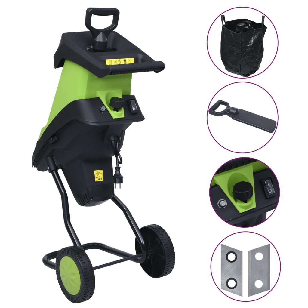 Trituratore da Giardino Elettrico con 2 Lame Extra 2400 W cod mxl 60647