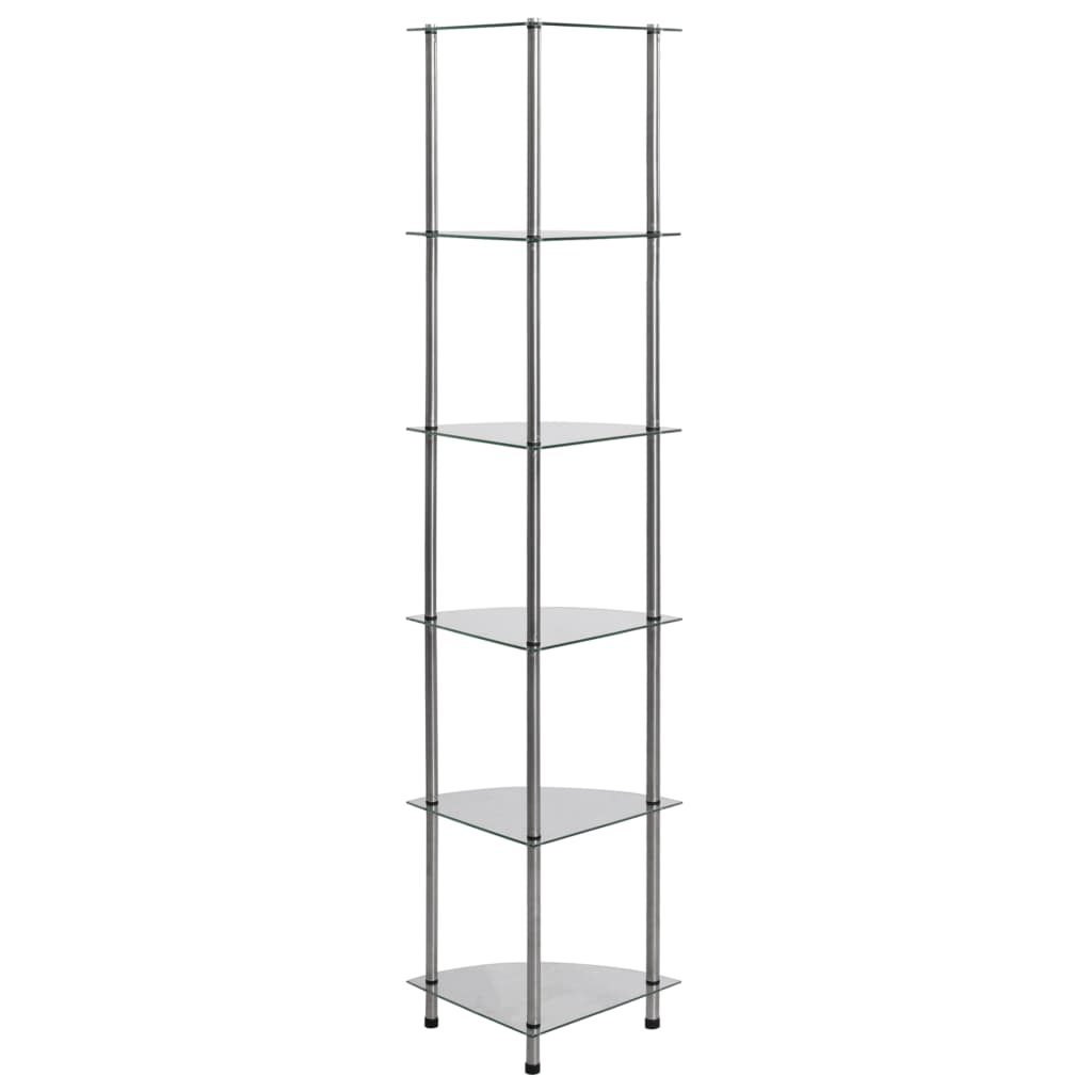 Scaffale a 6 Livelli Trasparente 30x30x160 cm Vetro Temperato  cod mxl 13823