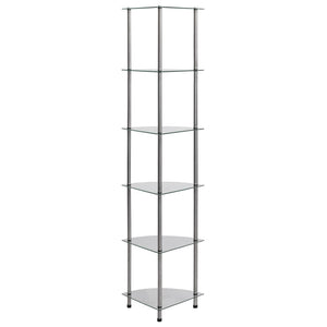 Scaffale a 6 Livelli Trasparente 30x30x160 cm Vetro Temperato  cod mxl 13823