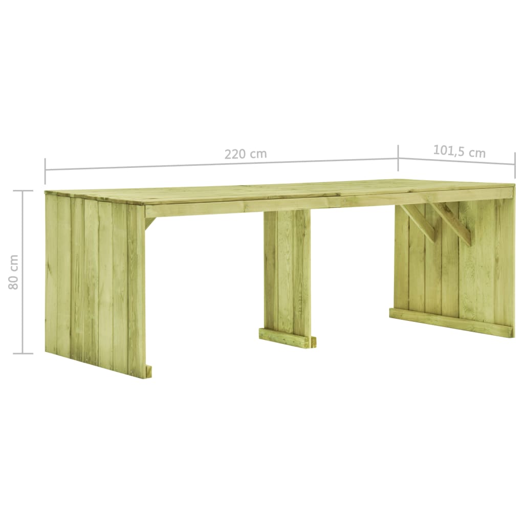 Tavolo da Giardino 220x101,5x80 cm in Legno di Pino Impregnato 49035