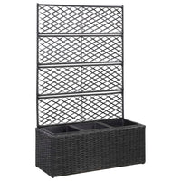 Letto Rialzato a Traliccio 3 Vasi 83x30x130 cm Polyrattan Nero cod mxl 67279