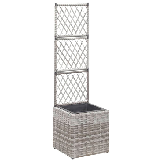 Letto Rialzato a Traliccio 1 Vaso 30x30x107cm Polyrattan Grigio 46933