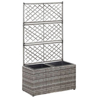 Letto Rialzato a Traliccio 2 Vasi 58x30x107cm Polyrattan Grigio cod mxl 67381