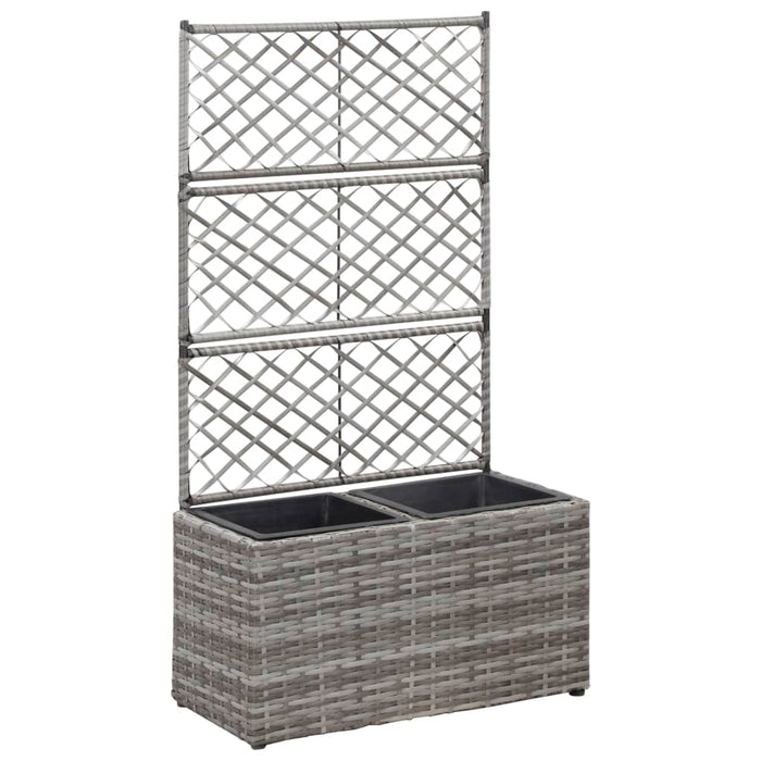 Letto Rialzato a Traliccio 2 Vasi 58x30x107cm Polyrattan Grigio cod mxl 67381