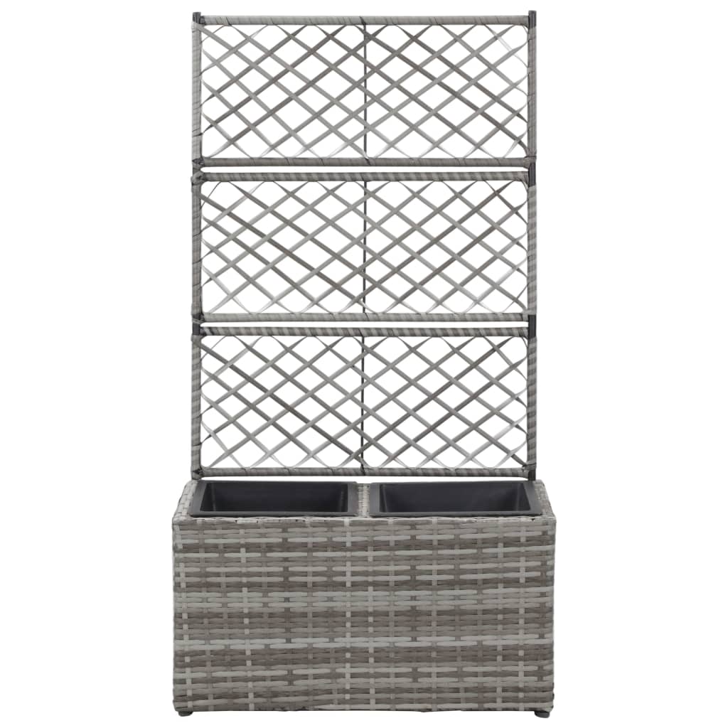 Letto Rialzato a Traliccio 2 Vasi 58x30x107cm Polyrattan Grigio cod mxl 67381