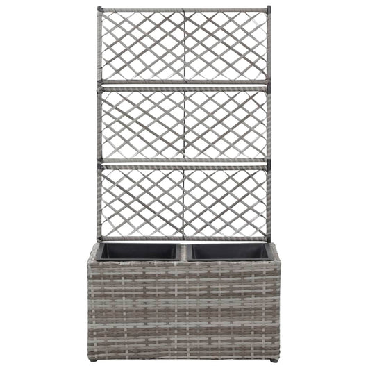 Letto Rialzato a Traliccio 2 Vasi 58x30x107cm Polyrattan Grigio cod mxl 67381