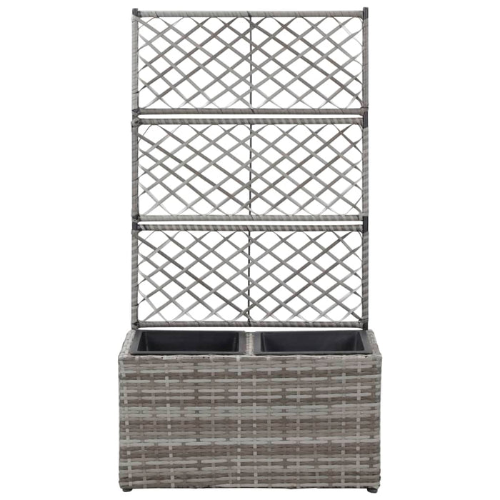 Letto Rialzato a Traliccio 2 Vasi 58x30x107cm Polyrattan Grigio 46934