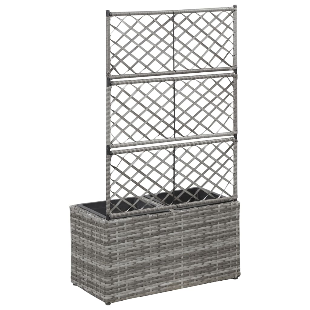 Letto Rialzato a Traliccio 2 Vasi 58x30x107cm Polyrattan Grigio 46934