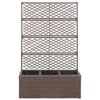 Leto Rialzato Traliccio 3 Vasi 83x30x130 cm Polyrattan Marrone 46938