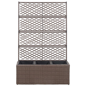 Leto Rialzato Traliccio 3 Vasi 83x30x130 cm Polyrattan Marrone 46938