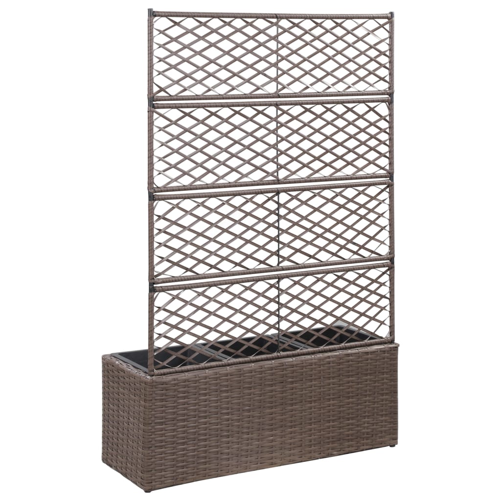 Leto Rialzato Traliccio 3 Vasi 83x30x130 cm Polyrattan Marrone 46938