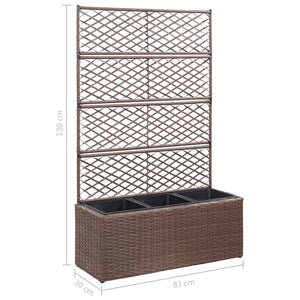 Leto Rialzato Traliccio 3 Vasi 83x30x130 cm Polyrattan Marrone 46938