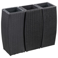 Letti Rialzati da Giardino 3 pz in Polyrattan Nero 46939