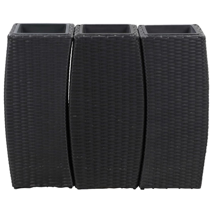 Letti Rialzati da Giardino 3 pz in Polyrattan Nero 46939