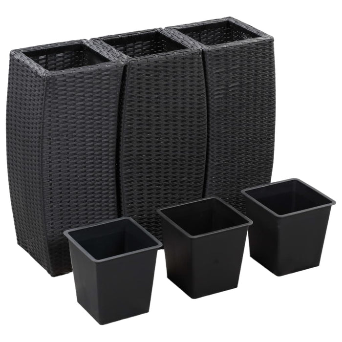 Letti Rialzati da Giardino 3 pz in Polyrattan Nero cod mxl 67034