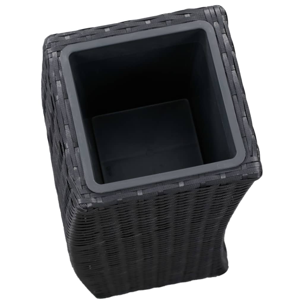 Letti Rialzati da Giardino 3 pz in Polyrattan Nero 46939