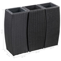 Letti Rialzati da Giardino 3 pz in Polyrattan Nero cod mxl 67034