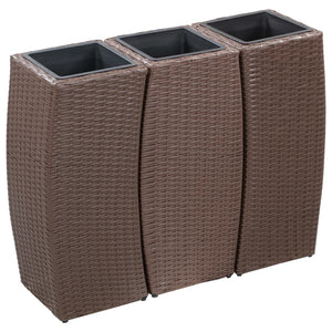 Letti Rialzati da Giardino 3 pz in Polyrattan Marrone 46941