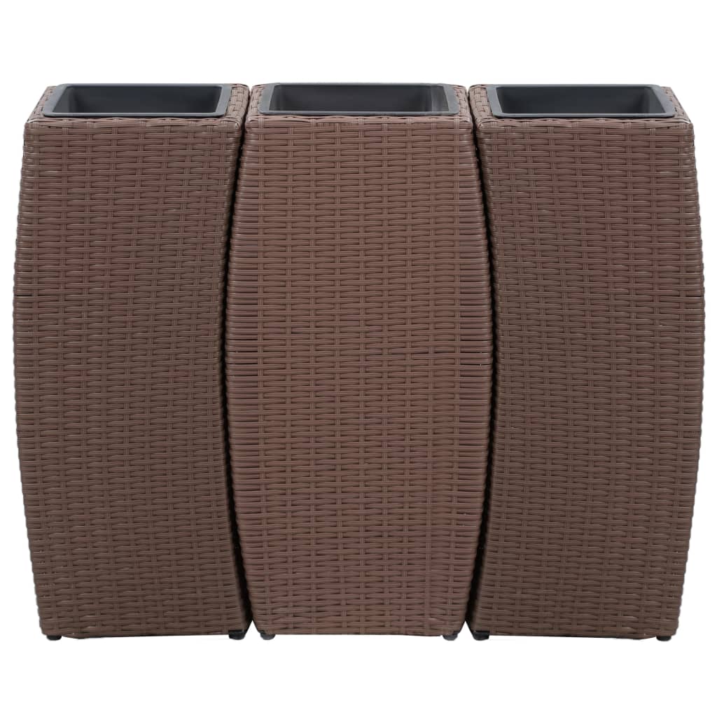 Letti Rialzati da Giardino 3 pz in Polyrattan Marrone 46941