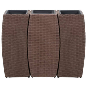 Letti Rialzati da Giardino 3 pz in Polyrattan Marrone 46941